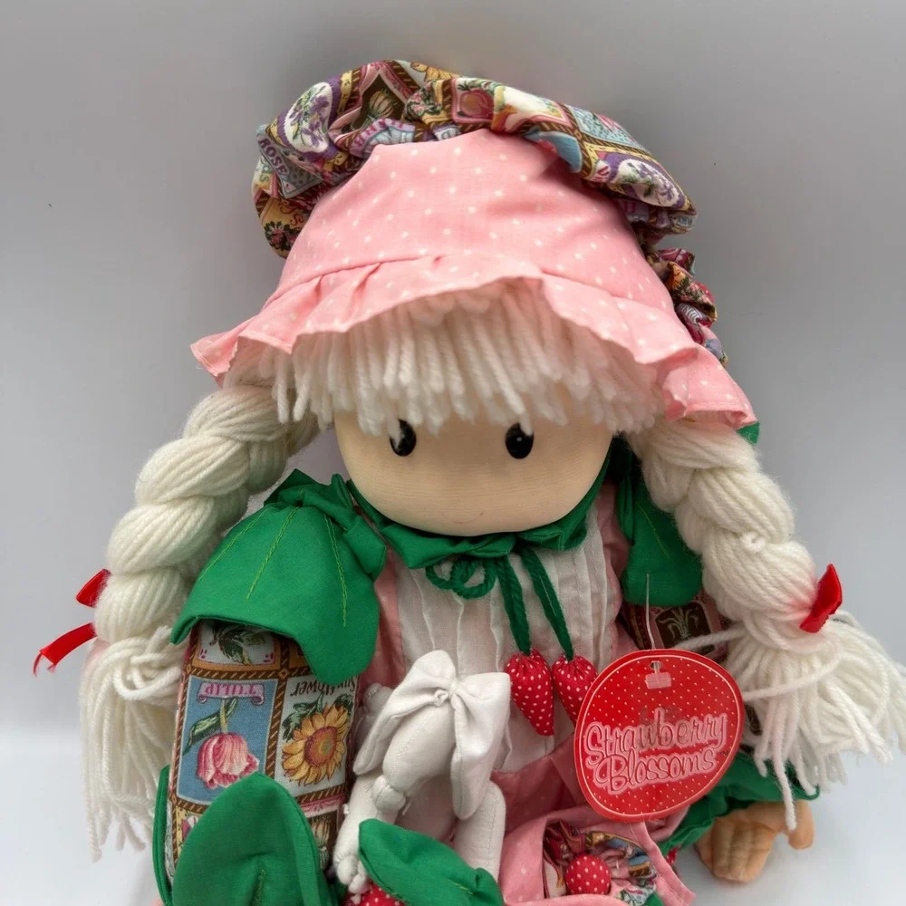 Vintage 1997 Strawberry Blossoms Rag Doll Joelson Industries Pink Floral Bunny